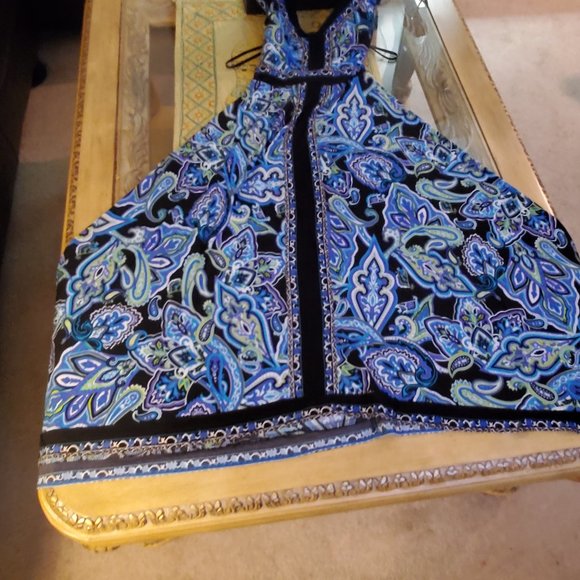 Beautiful Unique Summer Dress - INC - Small - Blue, Purple, White, Black Paisley - Picture 3 of 4